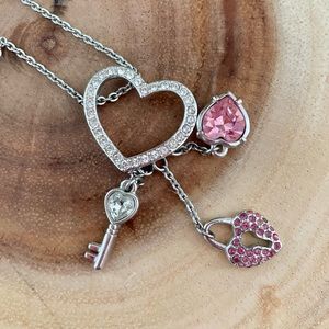 Swarovski Jewelry Swarovski Pink Heart Lock Key Pendant Silver